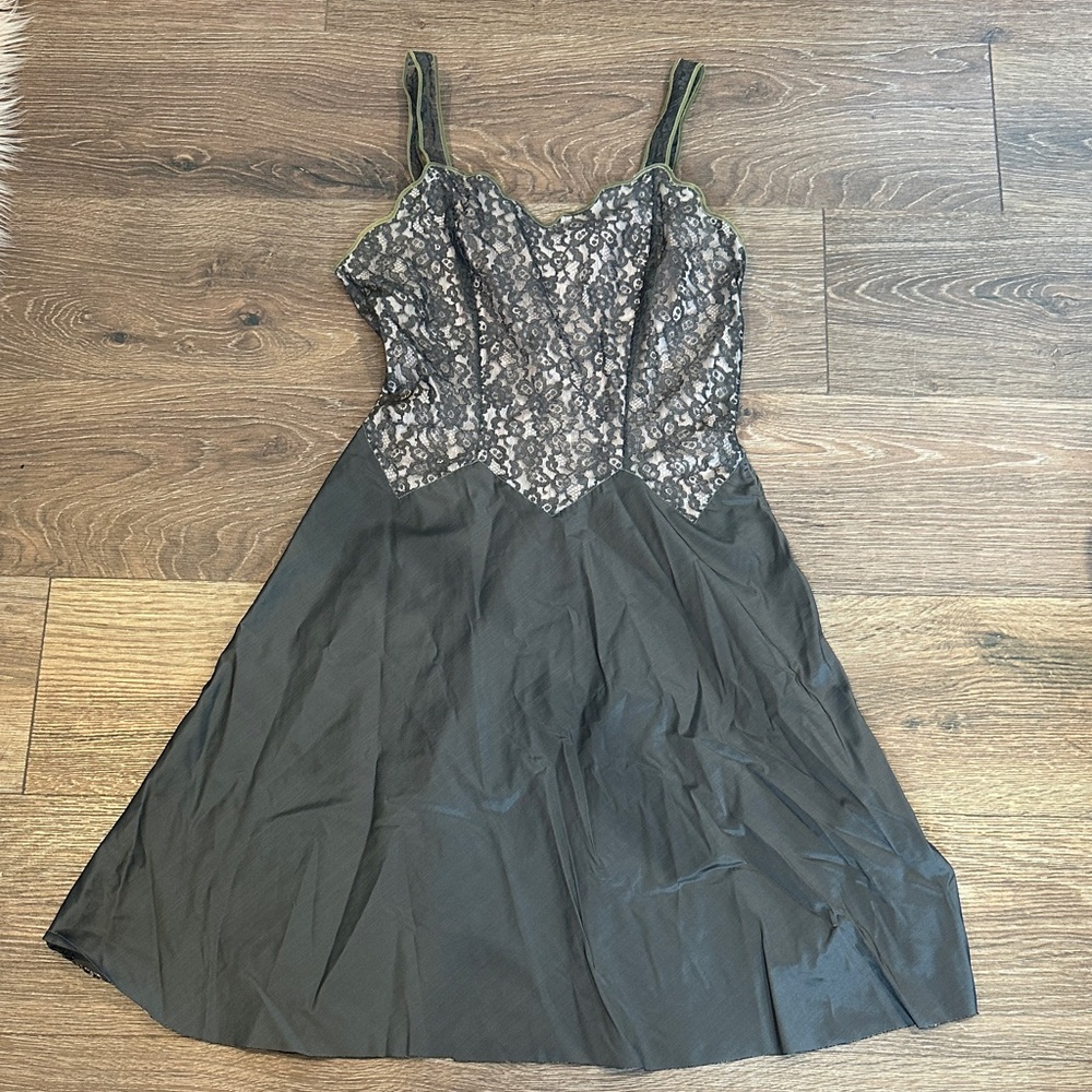 Vintage gray lace slip Dress